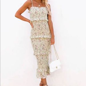 Floral smocked midi dress - only worn once! Super comfy!